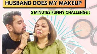 Husband Does My Makeup | 5 minutes Makeup Challenge | Fun Video | Pinky Ghosh #husbanddoesmymakeup