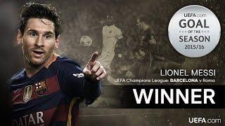 Lionel Messi goal in front of Rome obtain the best goal in Europe for the 2016 award