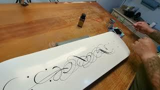 Scroll Pinstriping Skate Deck. pt1