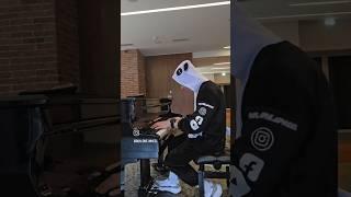 Panda plays public piano "Requiem for a dream" #piano #musicalinstrument #pianist