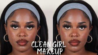 CLEAN GIRL MAKEUP TUTORIAL | MINIMAL MAKEUP ROUTINE FOR DARK SKIN