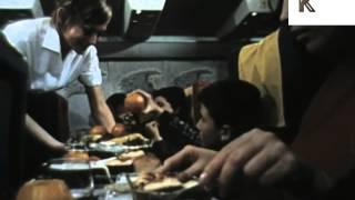 1960s Air Travel, Plane Food, Champagne, Colour Archive Footage