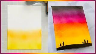 Sunset Ink Blending / Relaxing Art / Distress Inks For Beginners / Easy Art