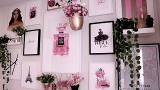 How to create a pink glam DIY GALLERY WALL with green plants decor / Room transformation ft mapiful