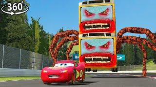  Big & Small Lightning McQueen & New Bus Eaters vs Pixar Car Eater Battle! (GMOD) | VR 360°