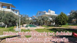 Didim Akbük'te çift havuz'lu 3500m2 yeşil alana sahip site içinde 2+1 geniş dubleks daire