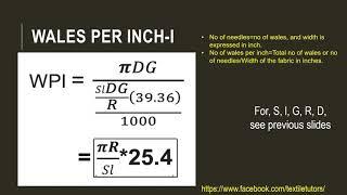 Knitting calculations Wales per inch (WPI), course per inch (CPI), GSM, Loop Length