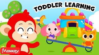 Learning at an Outdoor Playground  Learn To Talk with Monkey Junior - Toddler Videos