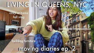 MOVING TO QUEENS, NYC: setting up the apartment, building furniture, + cozy at home vlog