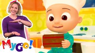 Pat A Cake | CoComelon - Nursery Rhymes | MyGo! Sign Language For Kids | ASL