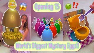 [ASMR] OPENING 15 *WORLDS BIGGEST* RAINBOW MYSTERY EGGS!!⁉️ (100+ SURPRISES!!🫢) Rhia Official