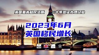 微信咨询：G1380901。三十年经验英国律师团队/ 最高等级移民法律资质/英国移民/英国签证法律/ 2023年6月 英国移民增长