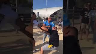 Chargers fan beats up Raider fan and then the Raider fan fights another Raider fan  #shorts