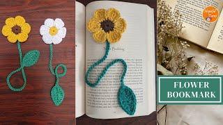 Simple & Easy Crochet Flower Bookmark Pattern | Daisy Bookmark | Sunflower Bookmark - for Beginners