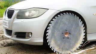 CIRCULAR SAW Blade on CAR !?  Experiment #1