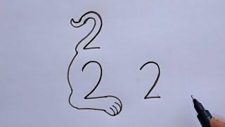 How To Draw Dog With 222 Number | How To Dog Step By Step | Dog Drawing Tutorial