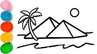  How To Draw The Egyptian Pyramids Of Giza | Step-by-Step Pyramid Drawing for Kids ️