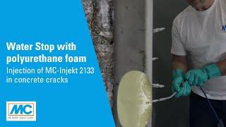 Water Stop with polyurethane foam - injection of MC-Injekt 2133 in concrete cracks