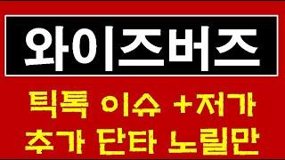 와이즈버즈  틱톡이슈 + 강력한 저가 세력 유입 . 추가 단타 노릴만