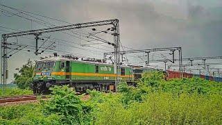 Powerful Green Monster WAG9 Locomotive Haluing Long Loaded Goods Wagons | Indian Railways |