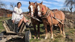 Hard life in a village. PLOWING WITH HORSES! Cooking amazing simple lunch. Ukrainian Vegan Food