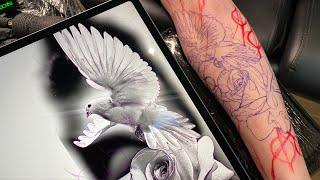 LIVE TATTOO: DOVE  & ROSE 