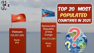 Top 20 Most Populated Countries in 2025 | World Data 3D Visualization