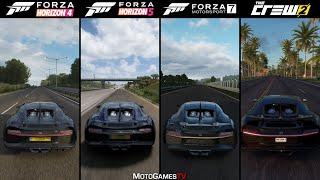 Forza Horizon 4 vs Horizon 5 vs Forza 7 vs The Crew 2 - Bugatti Chiron Sound Comparison