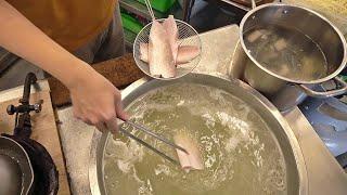 The Most Popular Food! Fresh Fish Of The Day Sea Bass Soup/當日新鮮活魚鮮魚湯-Taiwan Street Food