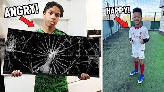 HE SMASHED HIS £500 GAMING MONITOR + THIAGO'S FIRST 1-2-1 FOOTBALL SESSION!