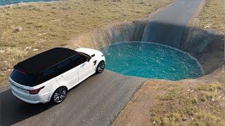 Cars vs Giant Water Pit Challenge in BeamNG Drive!