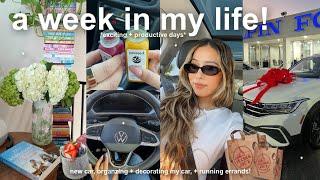 VLOG! getting my new car, organizing + decorating, running errands, & staying productive!