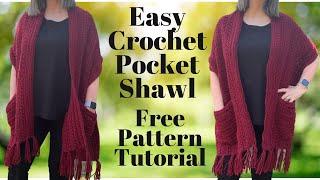 Easy Pocket Shawl Crochet Tutorial