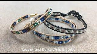 Leather and Delica Wrap Bracelet