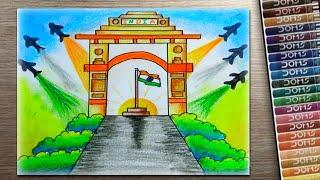 Republic Day Drawing Easy steps | Independence Day Poster Drawing With Indian Flag #drawing#india