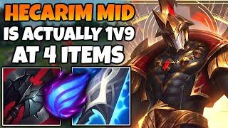 I never knew Hecarim Mid could feel this OP... You can 1v9 at 4 items | 13.9