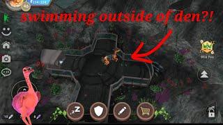 Wildcraft how to swim OUTSIDE of underwater den! (Wildcraft glitch)