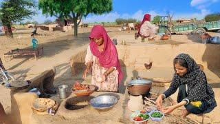 The daily routine of desert village women | traditional cooking | desert calture punjab| desert food