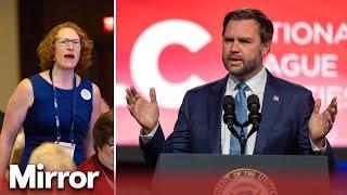 JD Vance heckled during speech on immigration