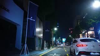 서울 강남 신사동 가로수길 네로수길 세로수길 밤거리 풍경 Gangnam Driving 4K - ASMR street scene sound No Music - Seoul, Korea