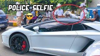 Sandalwood actor Darshan's Lamborghini Aventador *Police clicks a selfie*