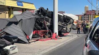 Las Vegas police investigate crash involving flipped car