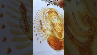 ganesha painting with turmeric and kumkum #art #ganesh #shorts #trending #chitradrawings
