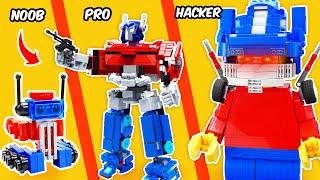 LEGO TRANSFORMERS: I Build Optimus Prime Noob - Pro - Hacker Levels | FUNZ Bricks