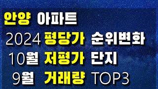 안양아파트 2024년 10월 평당가 순위변화, 저평가 아파트, 거래량 TOP3, 안양부동산 투자