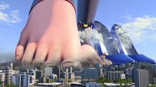 Giantess Sora and Umi's (barefoot) multi-level overrun