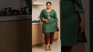 Stylish Green Kurti Look for Plus Size Women  #Shorts #PlusSizeFashion #CurvyStyle