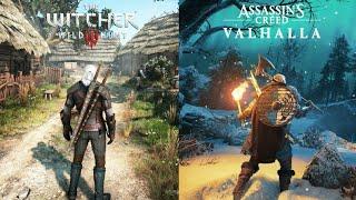 Assassin's Creed Valhalla vs Witcher 3 | In Depth Side by side Comparison