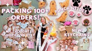 Studio Vlog // packing 100+ orders, new keychains, punch needle, tiktok live + MORE