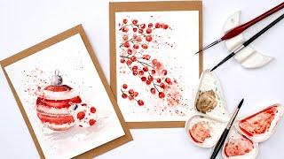 Watercolor holiday cards for beginners